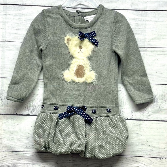 Maggie & Zoe Grey Bear Dress Size 18 Months - Picture 1 of 3